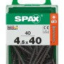 Viti universali SPAX 4,5x40 mm, Torx T20, in contenitore di plastica trasparente.