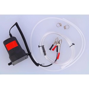 Pompa aspirazione olio per auto: pompa elettrica con tubo, morsetti e accessori.