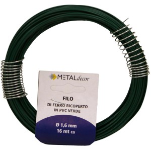 Filo metallico verde per legatura, avvolto con filo argentato, multiuso.