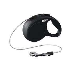 Guinzaglio a corda Flexi New Classic nero, taglia S, lunghezza 5 m.