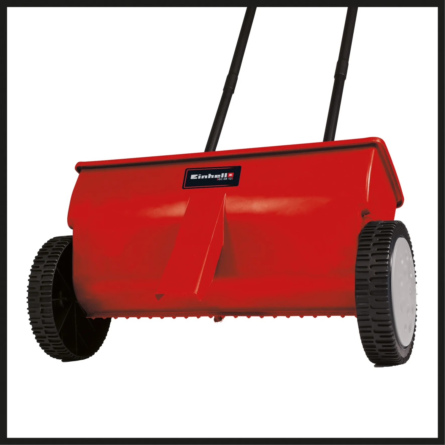 Spargisale Einhell GC-SR 12 rosso con doppio manico e ruote.