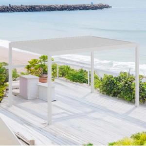 Gazebo t.b.t. bianco con vista mare. Ombra per giardino e patio.