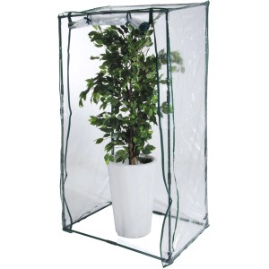 Piccola serra t.b.t. con pianta in vaso. Mini serra per balcone.