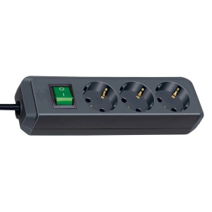 Brennenstuhl Eco-Line ciabatta multipresa, 3 posti, nera, con interruttore e cavo da 3 m.