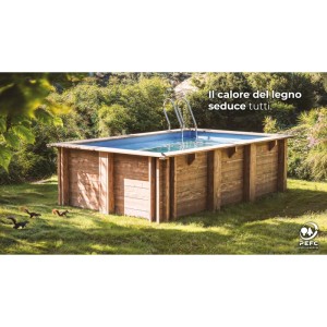 Piscina fuori terra in legno rettangolare Gre Papaya 520x320 H133 cm