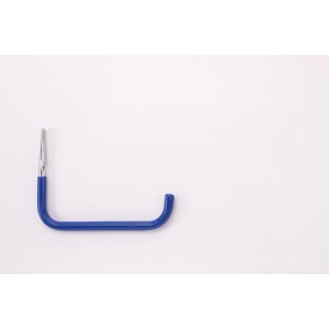 Gancio blu per montaggio su pannelli forati.