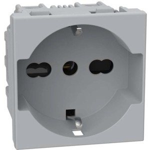 Presa elettrica grigia t.b.t. per montaggio a parete.