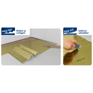 Isolamento acustico Selitflex con ausilio per la posa e il taglio per laminato e parquet.