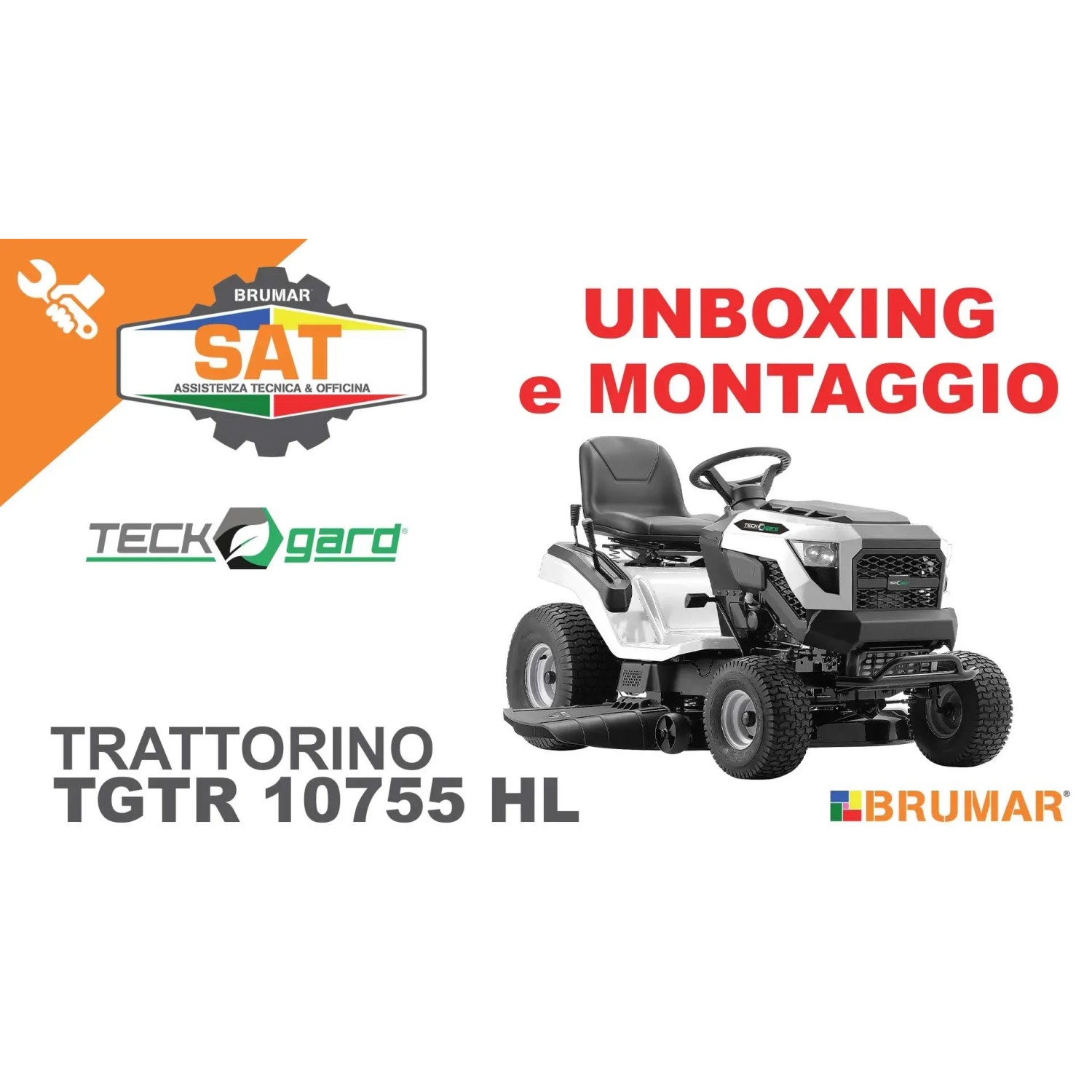 Trattorino tagliaerba: trattore da giardino bianco con sedile e volante neri.