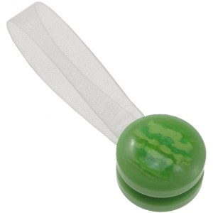 Fermaglio per tende t.b.t. verde con nastro bianco per tende in tessuto.