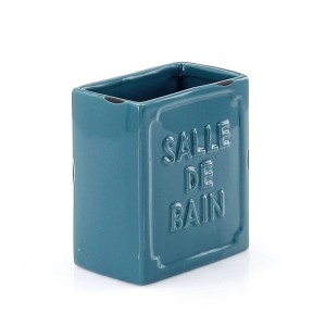 Portaspazzolino blu t.b.t. con scritta "Salle de Bain".