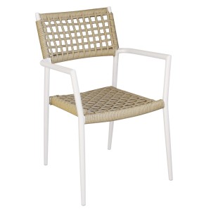 Sedia giardino contract Bco winker alluminio bianco wicker canapa