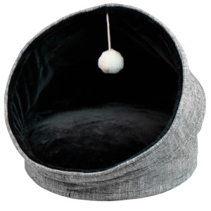 Trasportino grigio t.b.t. per cani e gatti con pallina giocattolo.