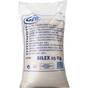 Sacco di sabbia filtrante Silex 25kg per sistemi di filtraggio piscina.