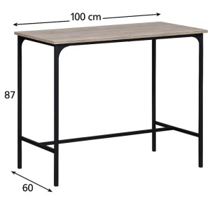 Tavolo bar struttura in metallo e piano in MDF 100x60x87 cm nero