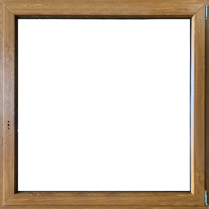 Finestra in PVC t.b.t. con effetto legno. Telaio marrone.