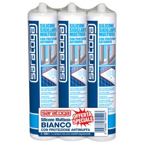 Confezione da 3 Saratoga silicone sigillante multiuso bianco con protezione antimuffa.