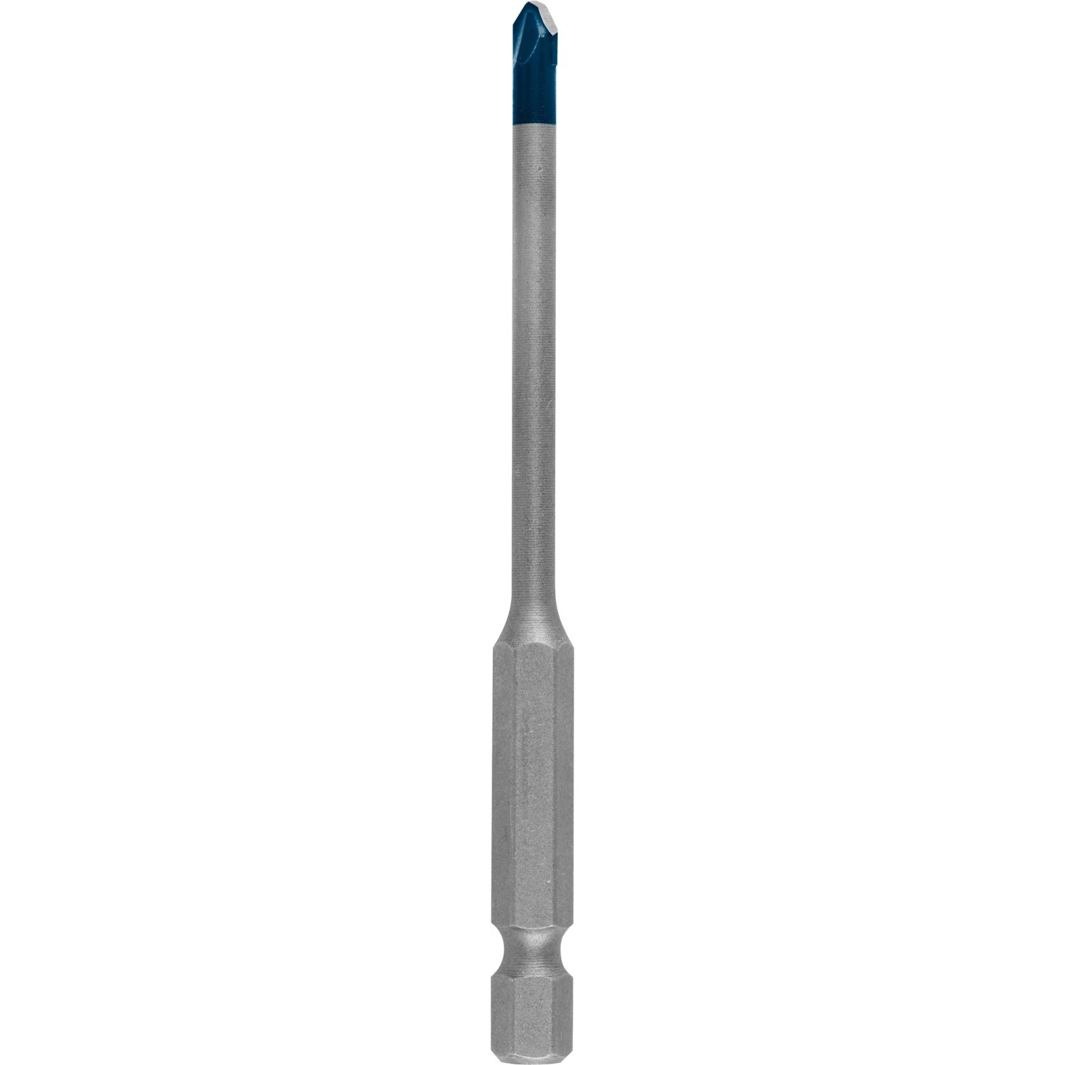 Punta per ceramica Bosch Expert Hard Hex-9, Ø 4 mm, per piastrelle. Corpo grigio, punta blu.
