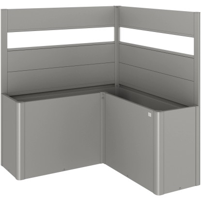 Fioriera frangivista Belvedere Biohort a L con vetro 150 cm Gri quarz met 2 pz