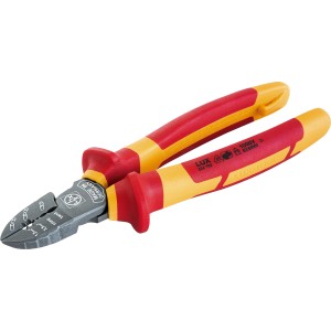 Tronchese laterale LUX VDE Professional 190 mm con manico rosso-giallo per lavori elettrici.