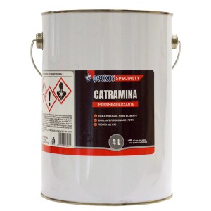 Secchio bianco da 4L di impermeabilizzante Catramina, ideale per legno, ferro e cemento. Sigillante per tetti e grondaie.
