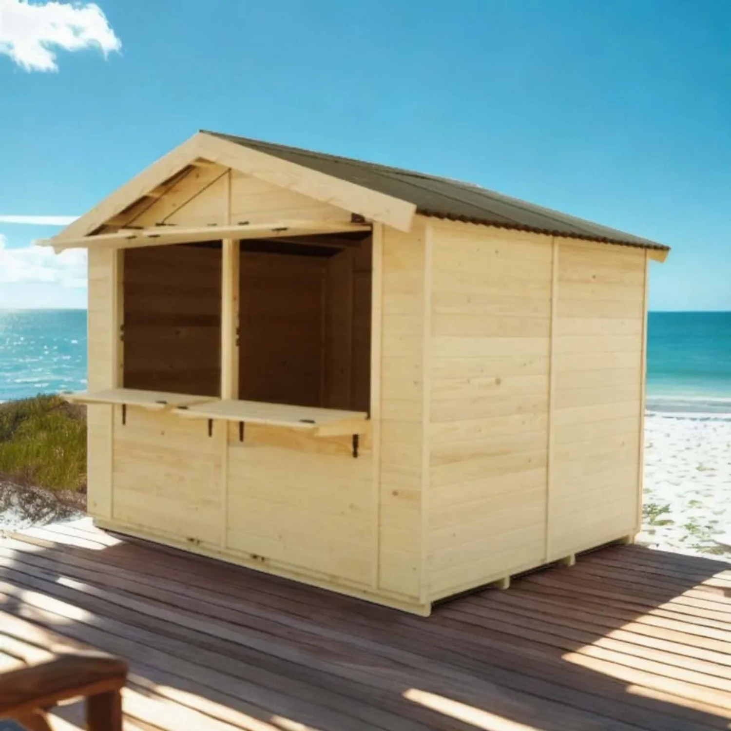 Chiosco in legno a pannelli sp 20 mm H240xL300xP240 cm_2