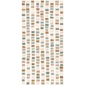 Piastrella per pavimenti t.b.t. con motivo a rettangoli beige, marroni e verdi.