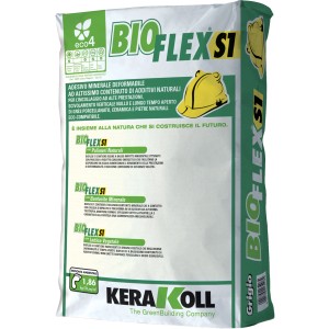 Sacco di colla per piastrelle BioFlex S1, grigio. Adesivo minerale per piastrelle.