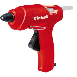 Pistola per colla a caldo Einhell TC-GG 30 rossa/nera. Dispositivo per colla a caldo con impugnatura ergonomica e supporto.