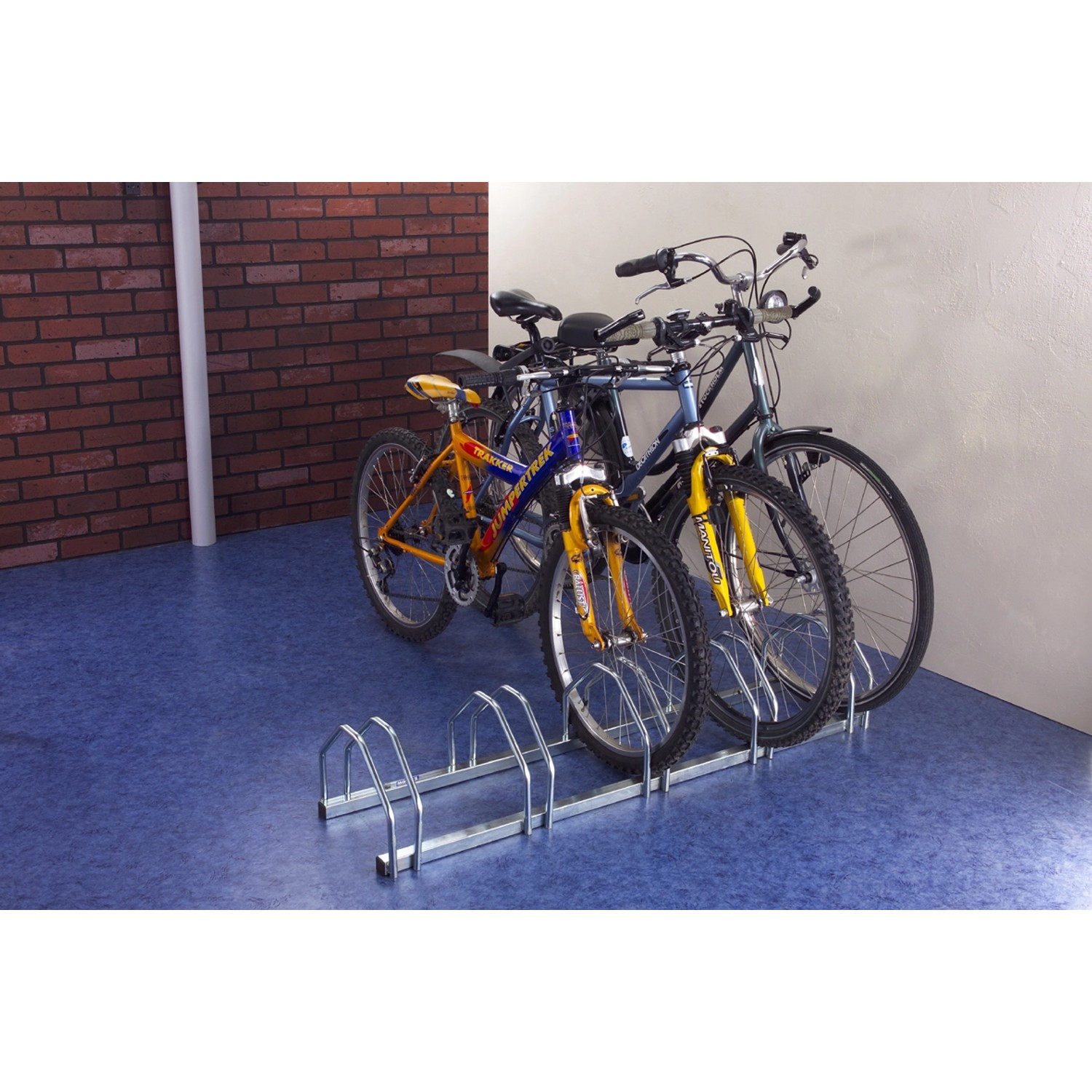 Portabici Mottez per 5 biciclette con barre doppie, argento.