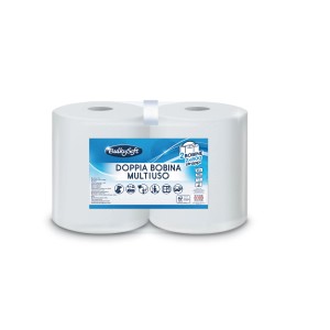 Due rotoli di asciugatutto BulkySoft multiuso.