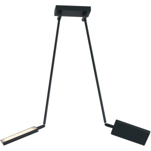 Moderna plafoniera LED nera con due faretti orientabili. Ideale come lampada da soggiorno.