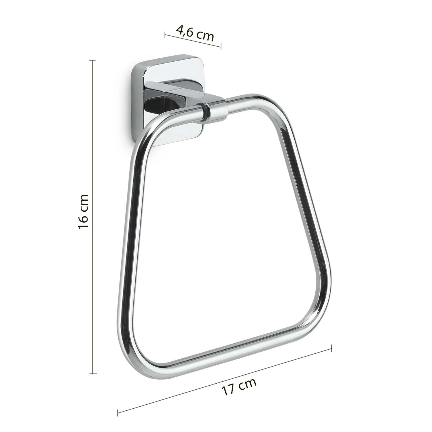 Portasciugamani t.b.t. cromato, forma triangolare, dimensioni: 16 x 17 cm.