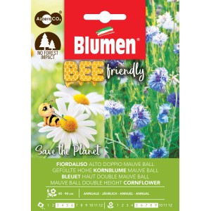 Confezione di semi di fiordaliso alto doppio mauve ball, ideale per le api.