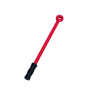 t.b.t. rosso per tubature sanitarie con manico nero e foro quadrato.