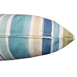 Cuscino da esterno t.b.t. a righe blu-verdi con cerniera.