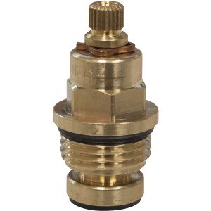 Inserto valvola color ottone per rubinetti a sfera.