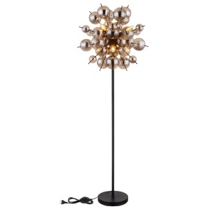 Lampada da terra moderna con paralume sferico in vetro, Piantane.