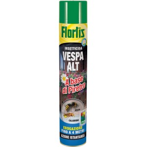 Spray per vespe Florlis per il controllo delle vespe. Bomboletta con coperchio verde e fondo blu.