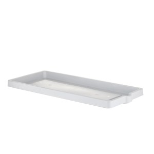 Sottovaso rettangolare bianco per vasi da fiori.