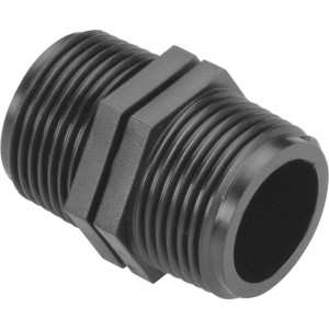 Raccordo nero filettato per irrigazione interrata.