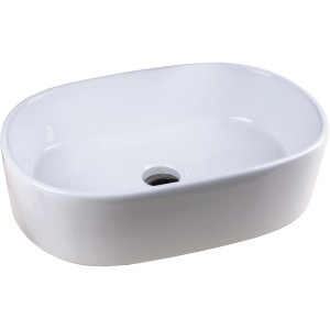 Lavabo da appoggio t.b.t. in ceramica bianca, forma ovale.