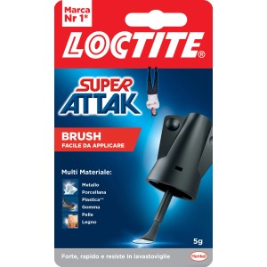 Loctite Super Attak Brush colla, 5g, per diversi materiali. Ideale per incollaggi precisi.