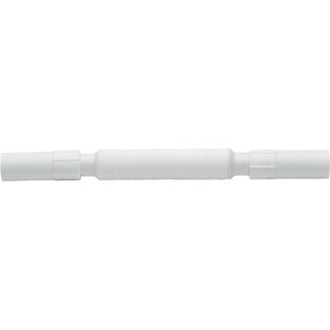 Tubo di scarico flessibile bianco per lavandino.