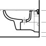 Disegno tecnico del bidet sospeso Duravit D-Code con dimensioni per l'installazione.