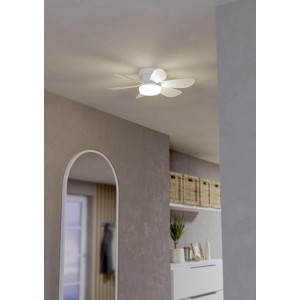 Ventilatore da soffitto a LED bianco Eglo Clovelly (Ø 52cm) con pale e illuminazione.