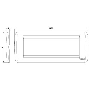 Disegno tecnico di una placca t.b.t. per interruttori e prese con dimensioni.