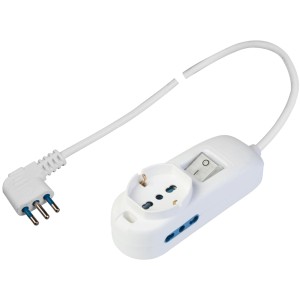 Multipresa bianca t.b.t. con interruttore e spina.