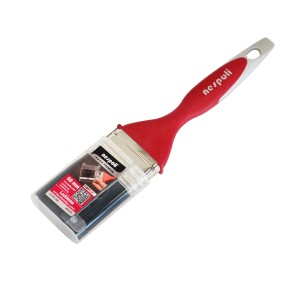 Pennello per vernice con manico rosso, setole in custodia protettiva. Ideale per verniciare.