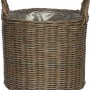 Cesto in polyrattan grigio con manici, 33x33x34,5 cm, ideale come portavaso per interni ed esterni.